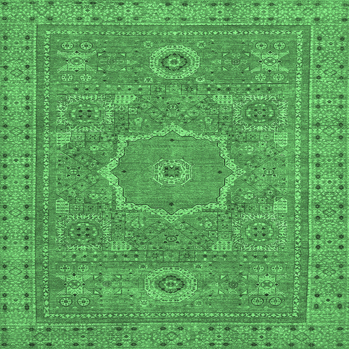 Square Abstract Emerald Green Modern Rug, abs321emgrn