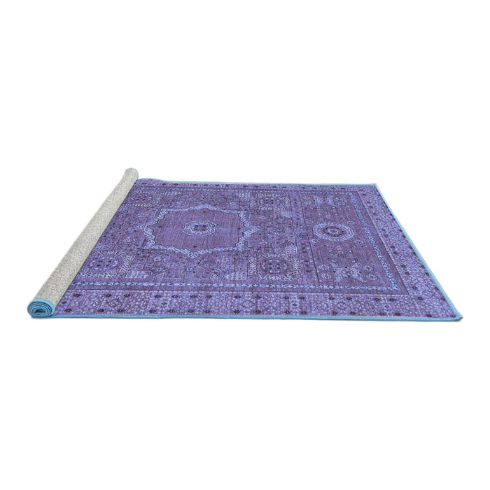 Sideview of Machine Washable Abstract Blue Modern Rug, wshabs321blu
