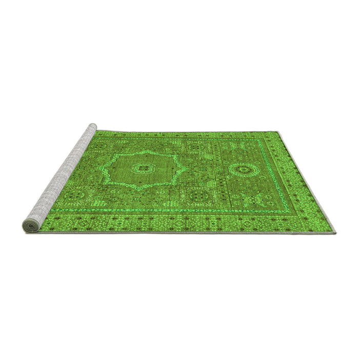 Sideview of Machine Washable Abstract Green Modern Area Rugs, wshabs321grn