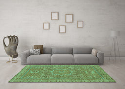 Machine Washable Abstract Turquoise Modern Area Rugs in a Living Room,, wshabs321turq