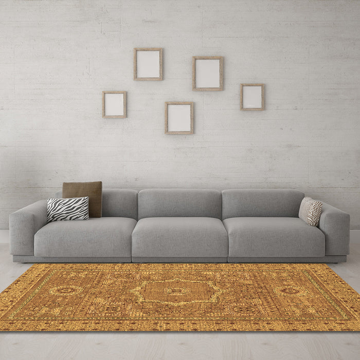Machine Washable Abstract Brown Modern Rug in a Living Room,, wshabs321brn