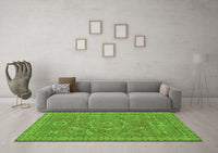 Machine Washable Abstract Green Modern Rug, wshabs321grn