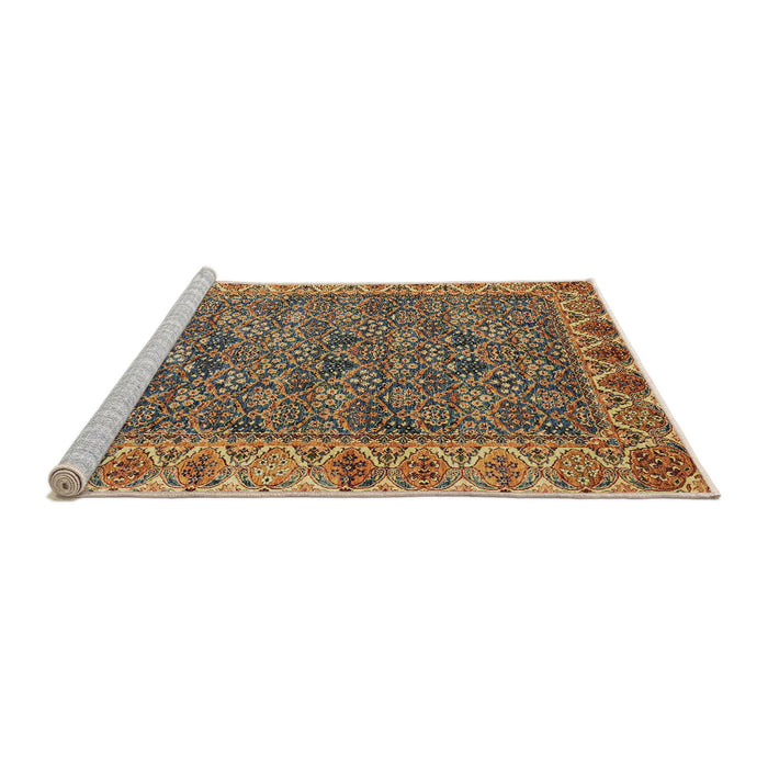 Sideview of Machine Washable Abstract Metallic Gold Rug, wshabs3220
