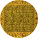 Round Abstract Yellow Modern Rug, abs3220yw