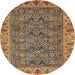 Round Abstract Metallic Gold Modern Rug, abs3220