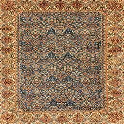 Square Machine Washable Abstract Metallic Gold Rug, wshabs3220