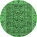 Round Abstract Emerald Green Modern Rug, abs3220emgrn