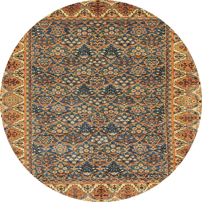 Round Machine Washable Abstract Metallic Gold Rug, wshabs3220