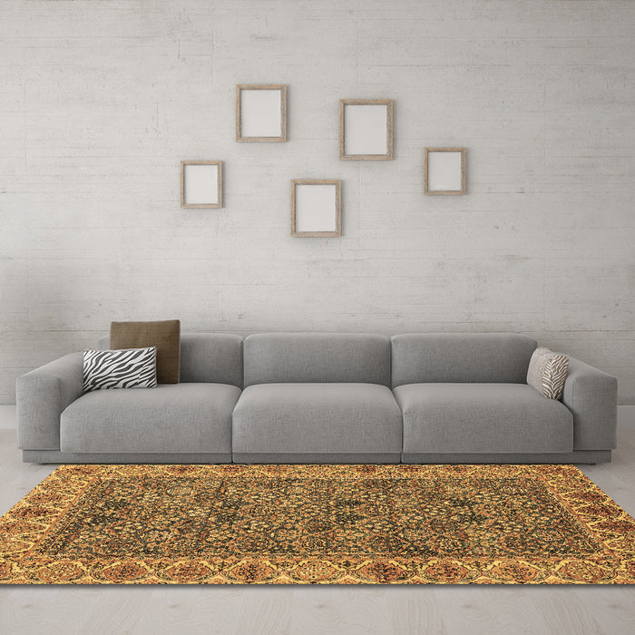 Machine Washable Abstract Brown Modern Rug in a Living Room,, wshabs3220brn