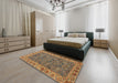 Abstract Metallic Gold Modern Rug in a Bedroom, abs3220