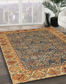 Machine Washable Abstract Metallic Gold Rug in a Family Room, wshabs3220