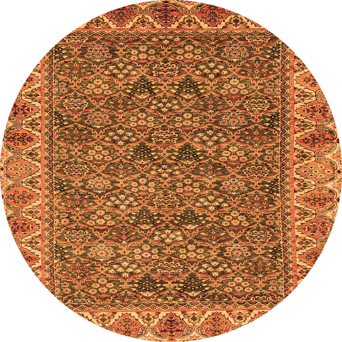Round Abstract Orange Modern Rug, abs3220org