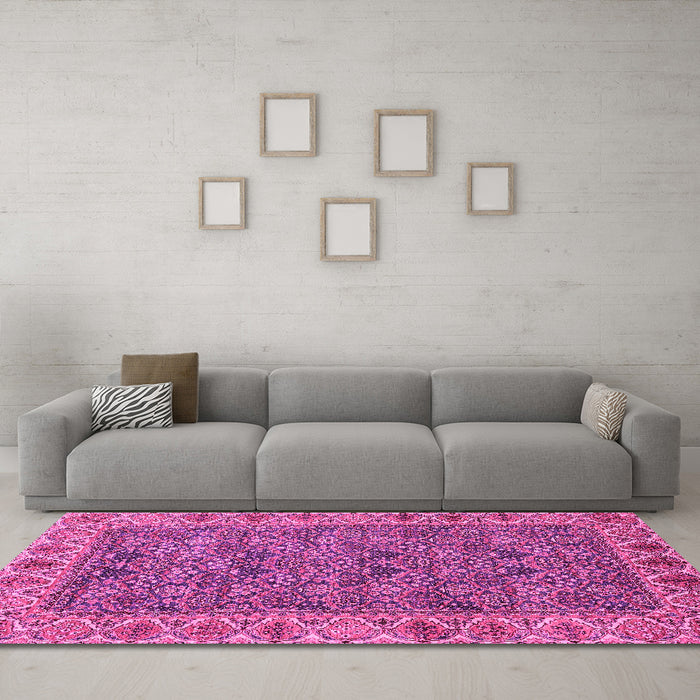 Machine Washable Abstract Pink Modern Rug in a Living Room, wshabs3220pnk