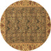 Round Abstract Brown Modern Rug, abs3220brn