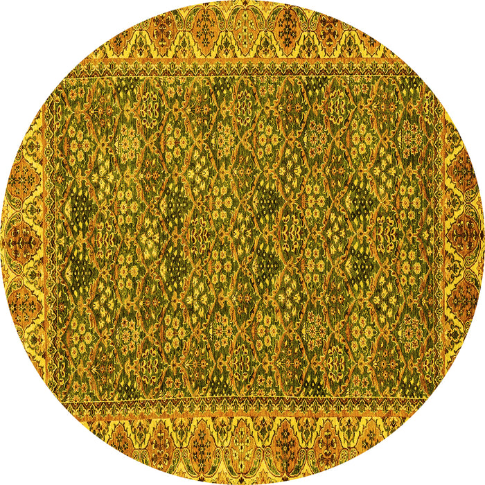 Round Machine Washable Abstract Yellow Modern Rug, wshabs3220yw