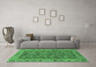 Machine Washable Abstract Emerald Green Modern Area Rugs in a Living Room,, wshabs3220emgrn