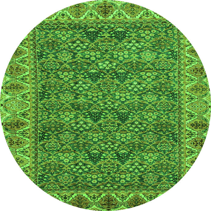 Round Abstract Green Modern Rug, abs3220grn