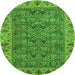 Round Abstract Green Modern Rug, abs3220grn