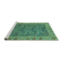 Sideview of Machine Washable Abstract Turquoise Modern Area Rugs, wshabs3220turq