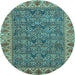 Round Abstract Light Blue Modern Rug, abs3220lblu