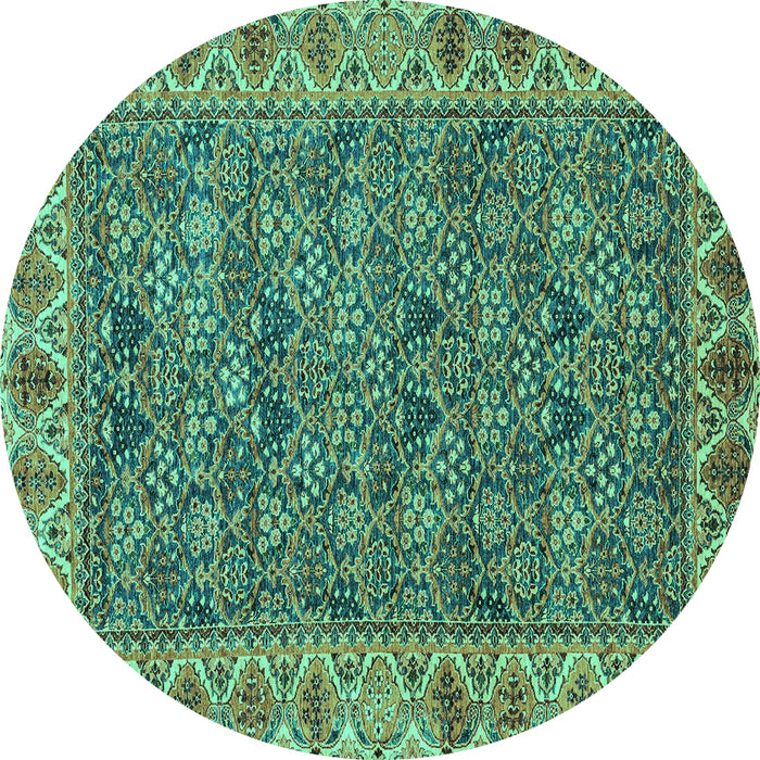 Round Machine Washable Abstract Turquoise Modern Area Rugs, wshabs3220turq