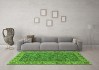 Machine Washable Abstract Green Modern Rug, wshabs3220grn