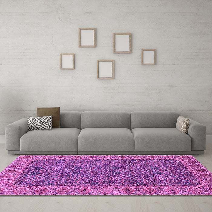 Machine Washable Abstract Purple Modern Area Rugs in a Living Room, wshabs3220pur