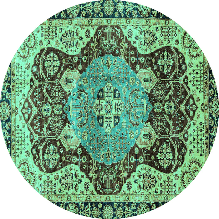 Round Persian Turquoise Traditional Rug, abs3221turq