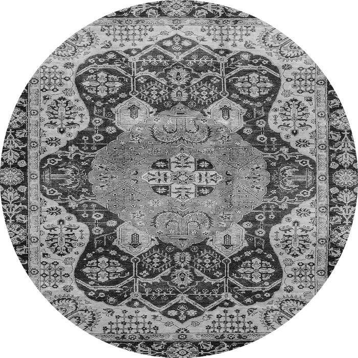 Round Machine Washable Persian Gray Traditional Rug, wshabs3221gry