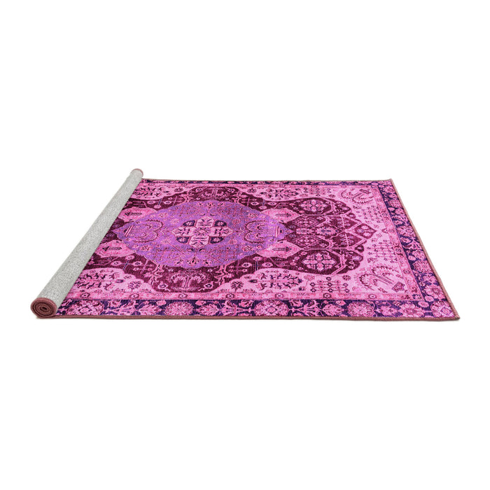 Sideview of Machine Washable Persian Pink Traditional Rug, wshabs3221pnk