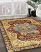 Abstract Red Brown Persian Rug in Family Room, abs3221