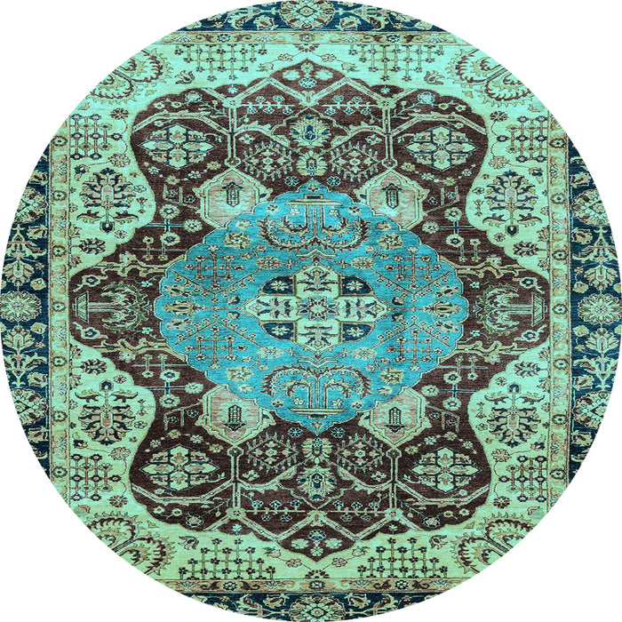 Round Persian Light Blue Traditional Rug, abs3221lblu