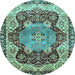 Round Persian Light Blue Traditional Rug, abs3221lblu