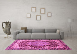 Machine Washable Persian Pink Traditional Rug in a Living Room, wshabs3221pnk