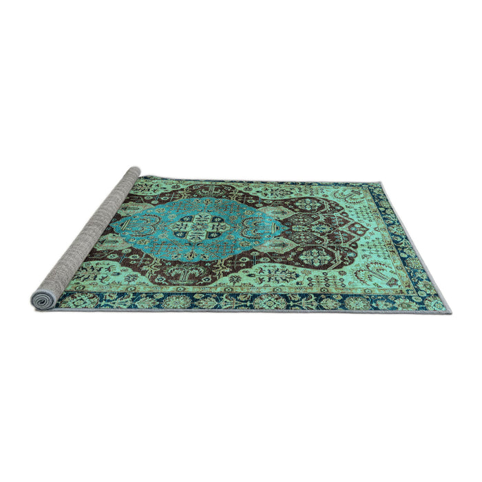 Sideview of Machine Washable Persian Light Blue Traditional Rug, wshabs3221lblu