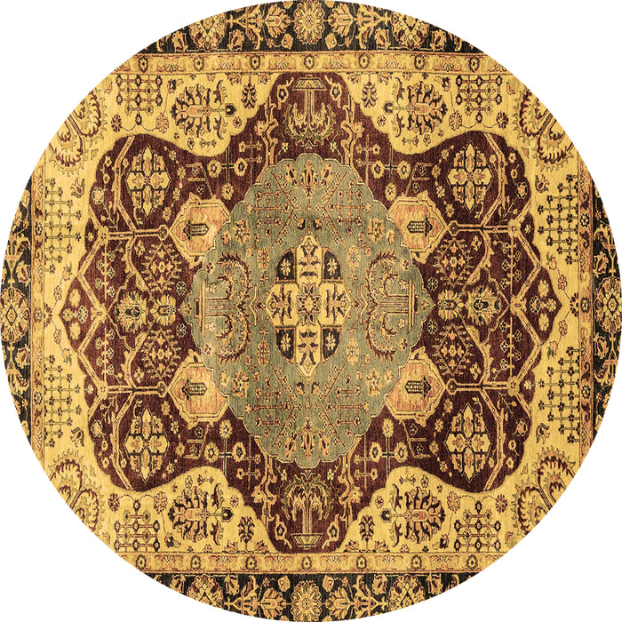 Round Machine Washable Persian Brown Traditional Rug, wshabs3221brn