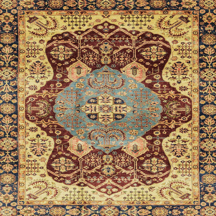 Square Abstract Red Brown Persian Rug, abs3221