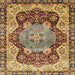 Square Abstract Red Brown Persian Rug, abs3221