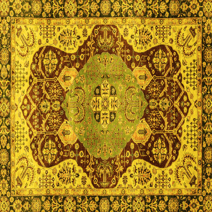 Square Machine Washable Persian Yellow Traditional Rug, wshabs3221yw