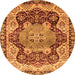 Round Machine Washable Persian Orange Traditional Area Rugs, wshabs3221org