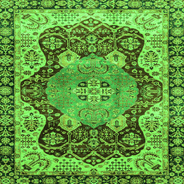 Square Machine Washable Persian Green Traditional Area Rugs, wshabs3221grn