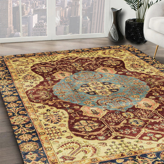 Machine Washable Abstract Red Brown Rug in a Family Room, wshabs3221