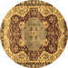 Round Persian Brown Traditional Rug, abs3221brn