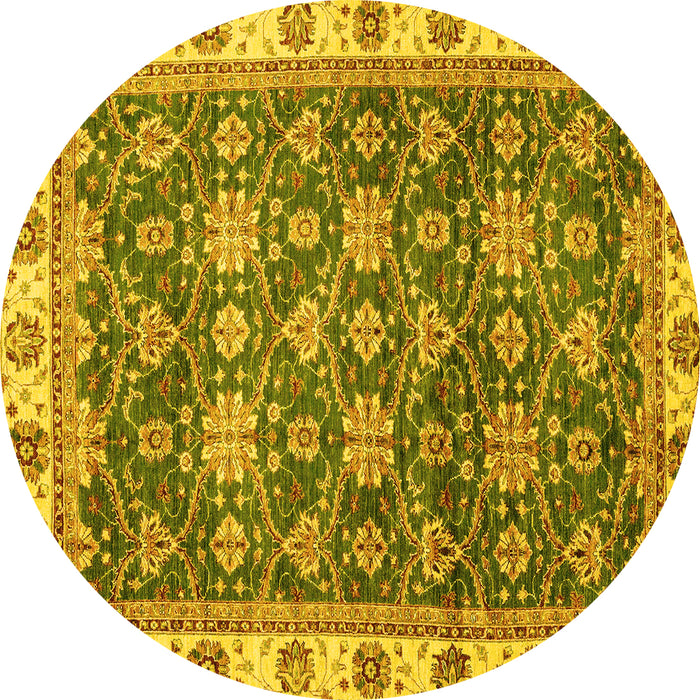 Round Machine Washable Oriental Yellow Traditional Rug, wshabs3222yw