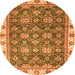 Round Machine Washable Oriental Orange Traditional Area Rugs, wshabs3222org