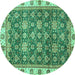 Round Oriental Turquoise Traditional Rug, abs3222turq