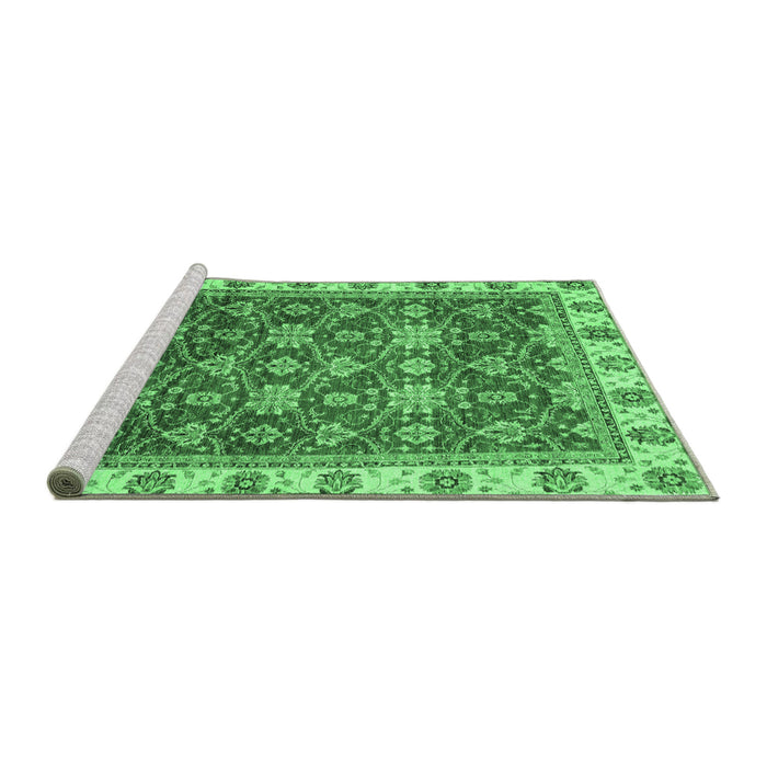 Sideview of Machine Washable Oriental Emerald Green Traditional Area Rugs, wshabs3222emgrn