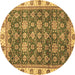 Round Machine Washable Oriental Brown Traditional Rug, wshabs3222brn