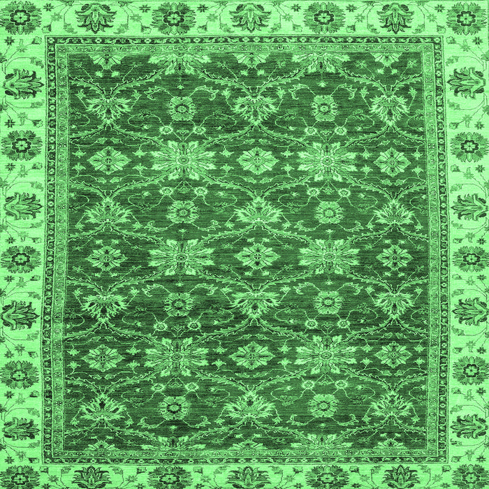 Square Machine Washable Oriental Emerald Green Traditional Area Rugs, wshabs3222emgrn