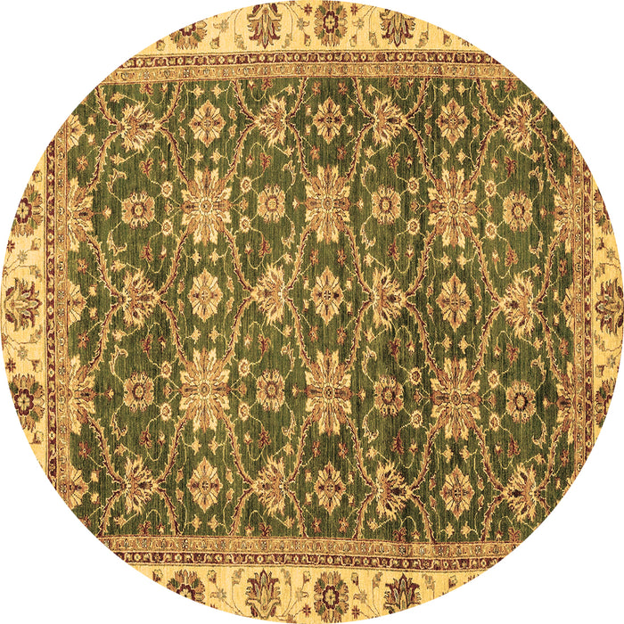Round Oriental Brown Traditional Rug, abs3222brn